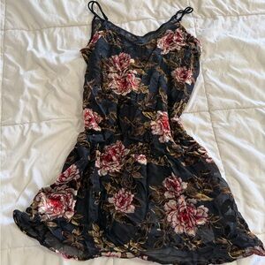 Y2K Sheer Floral Black and Red Tank Dress